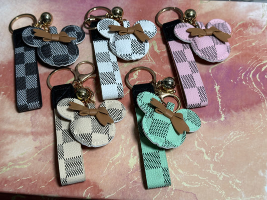Fashion leather keychain and bag charm, luxury mouse keychain, Bag decorations, Key holder, Gift for her.