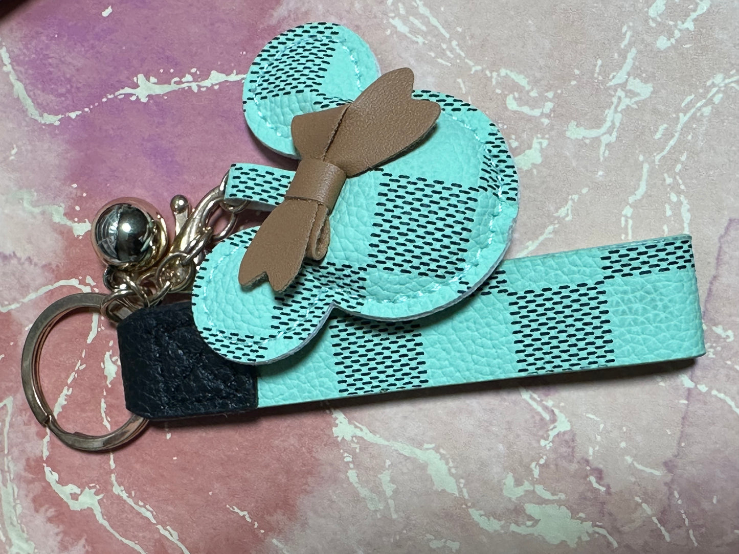 Fashion leather keychain and bag charm, luxury mouse keychain, Bag decorations, Key holder, Gift for her.