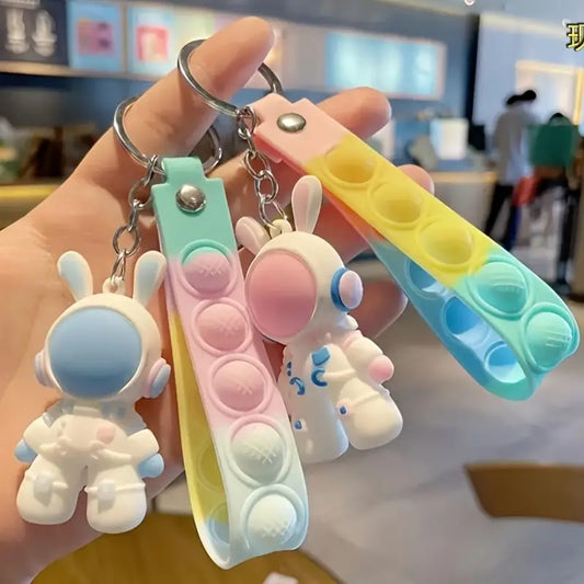 Multicolor 3D Soft Rubber Creative Space Bunny Keychain