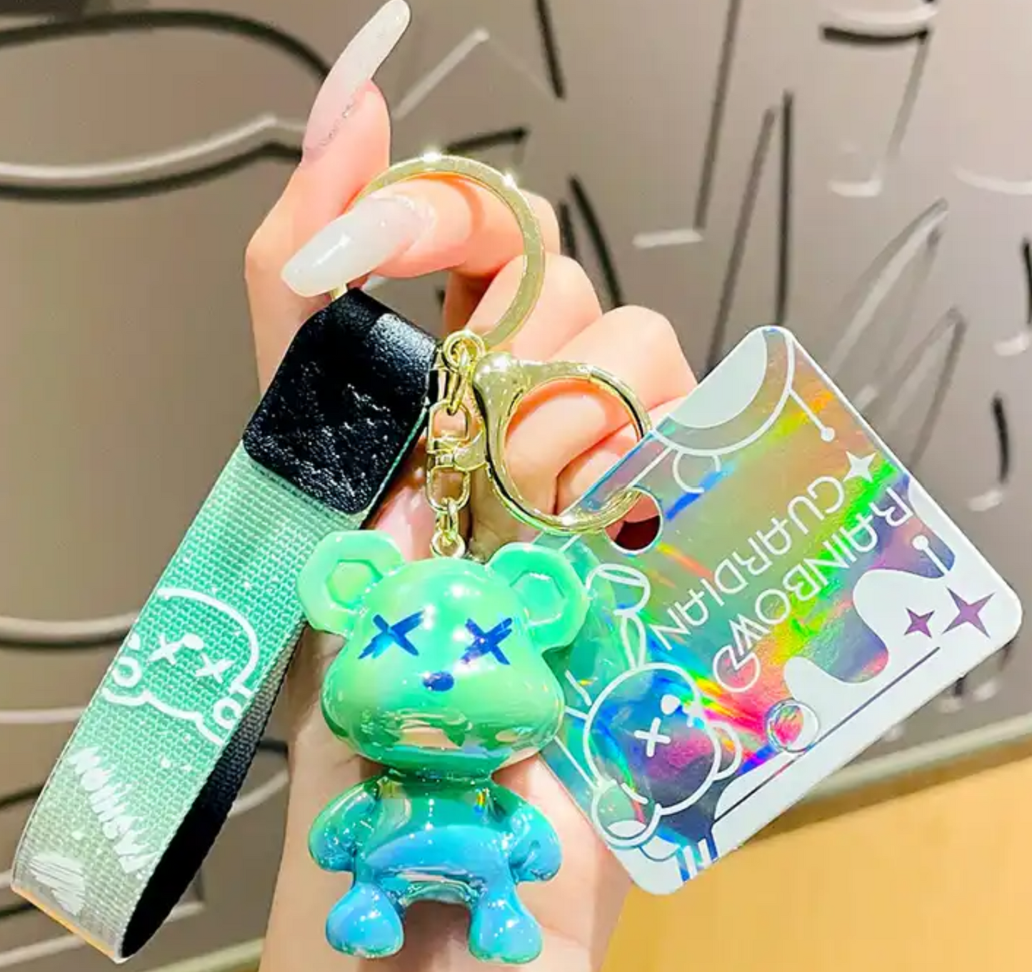 Cool Couple's Bear Shiny Tone Keychain (Assorted colors available)