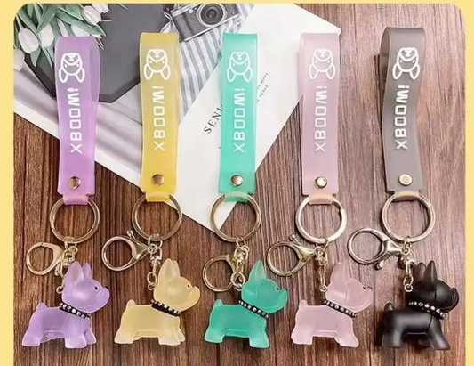 Frenchie Doggie 3D Cute Keychain Transparent Clear (Assorted Colors)