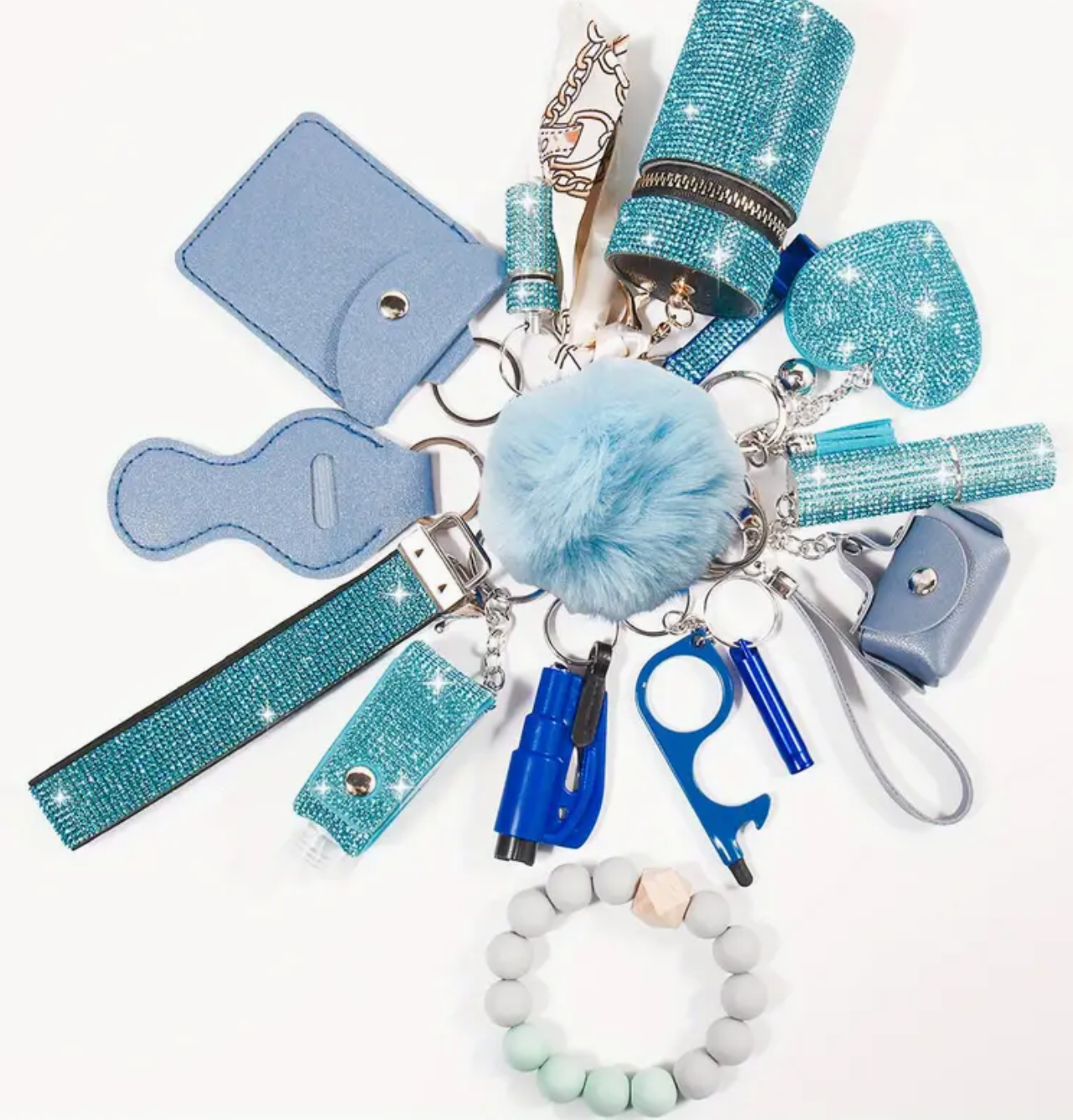 Fashion Bling Keychain Sets 15pcs (Different Styles)