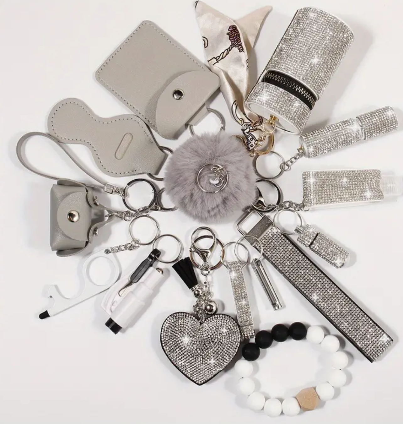 Fashion Bling Keychain Sets 15pcs (Different Styles)